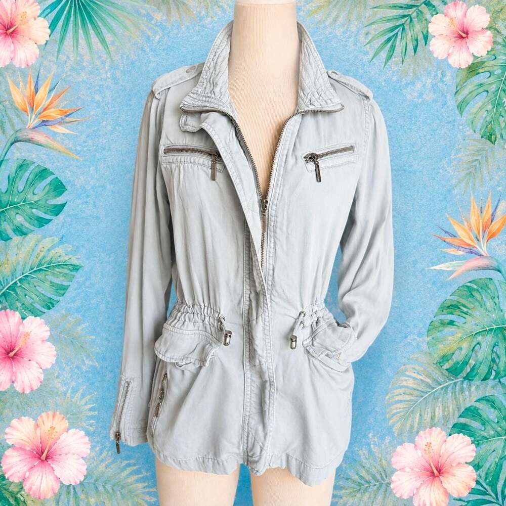 Max Jeans Grey Utility Cargo Lightweight Jacket Anorak Size XS